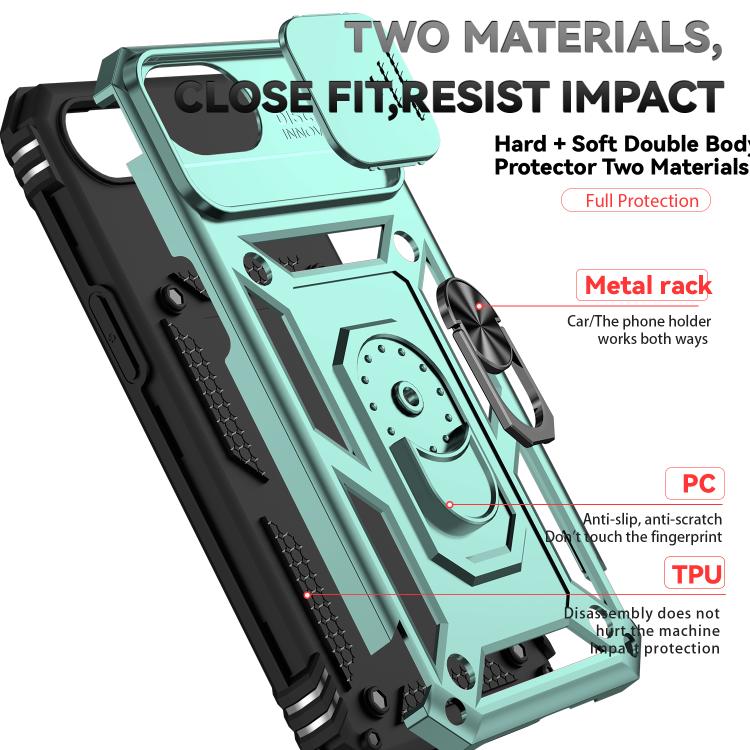 For iPhone 16e Sliding Camshield Holder Phone Case(Dark Green) - iPhone 16e Cases by buy2fix | Online Shopping UK | buy2fix