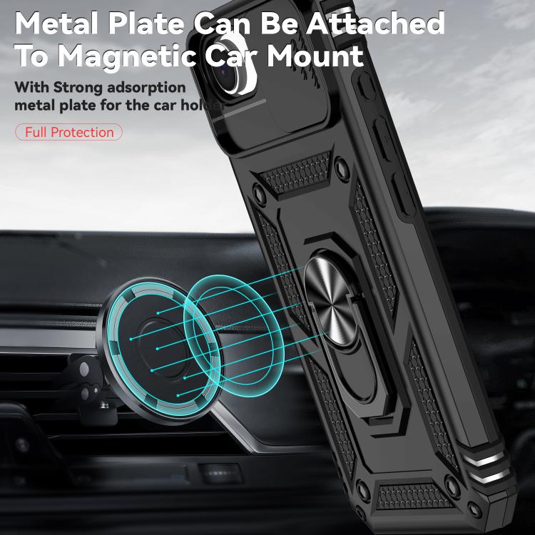 For iPhone 16e Sliding Camshield Holder Phone Case(Black) - iPhone 16e Cases by buy2fix | Online Shopping UK | buy2fix