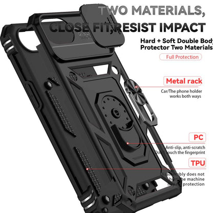 For iPhone 16e Sliding Camshield Holder Phone Case(Black) - iPhone 16e Cases by buy2fix | Online Shopping UK | buy2fix