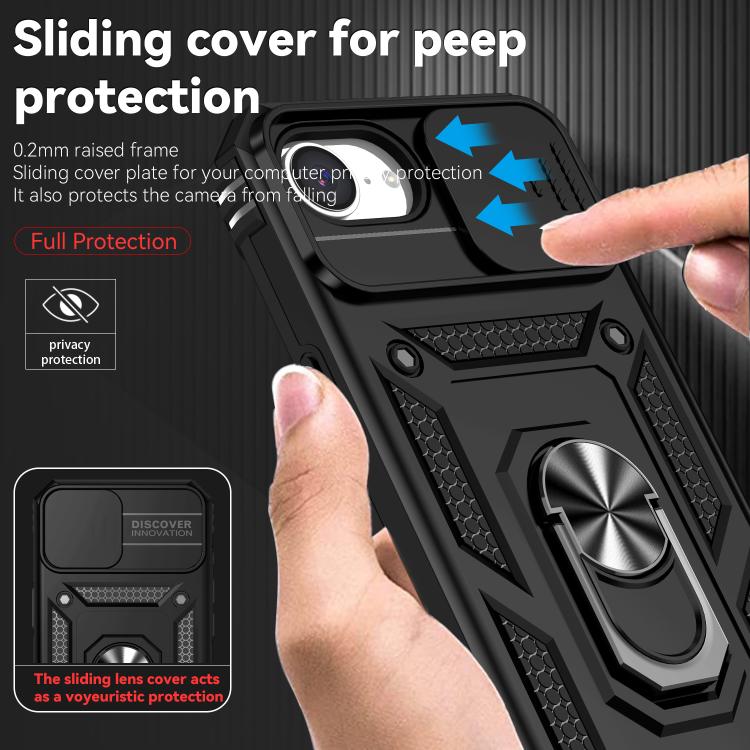 For iPhone 16e Sliding Camshield Holder Phone Case(Black) - iPhone 16e Cases by buy2fix | Online Shopping UK | buy2fix