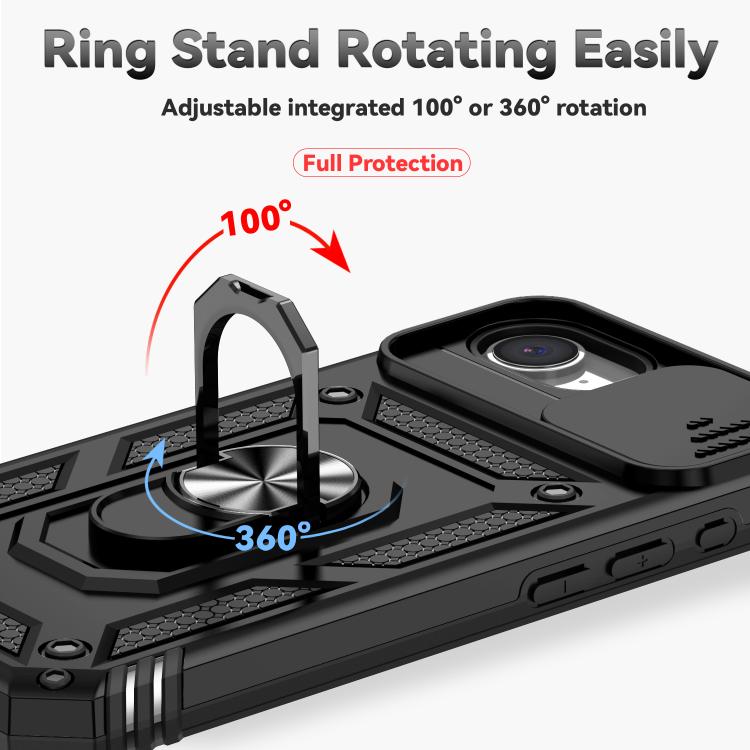 For iPhone 16e Sliding Camshield Holder Phone Case(Black) - iPhone 16e Cases by buy2fix | Online Shopping UK | buy2fix