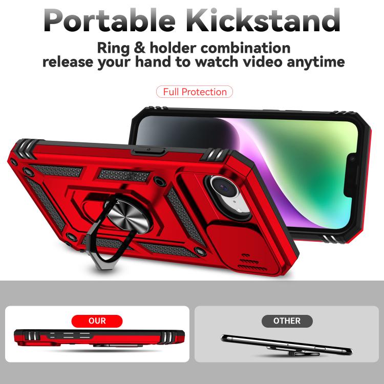 For iPhone 16e Sliding Camshield Holder Phone Case(Red) - iPhone 16e Cases by buy2fix | Online Shopping UK | buy2fix
