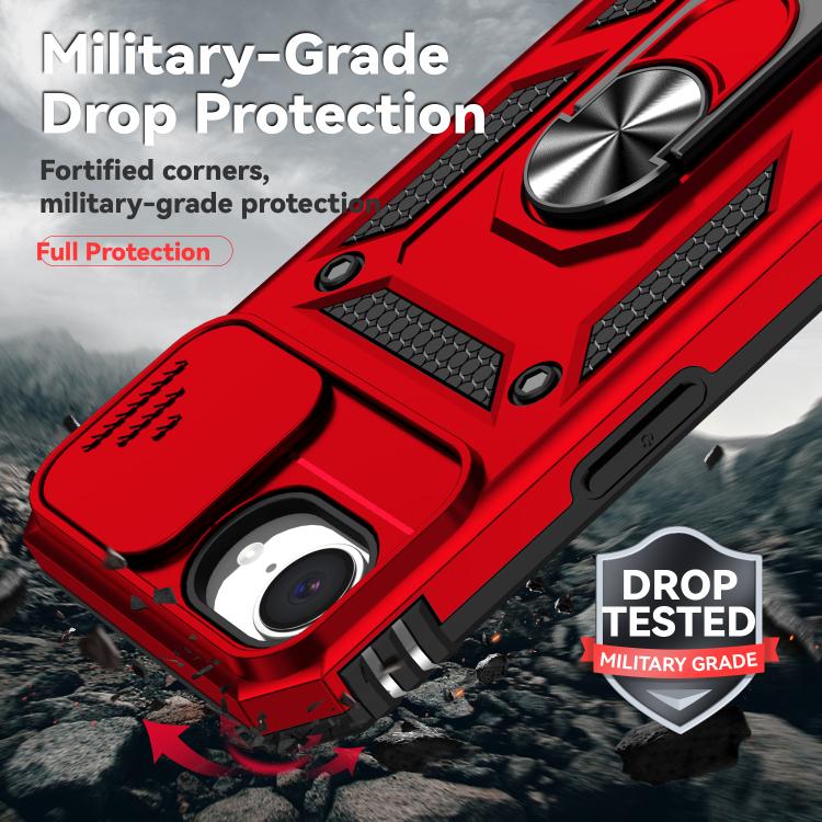 For iPhone 16e Sliding Camshield Holder Phone Case(Red) - iPhone 16e Cases by buy2fix | Online Shopping UK | buy2fix
