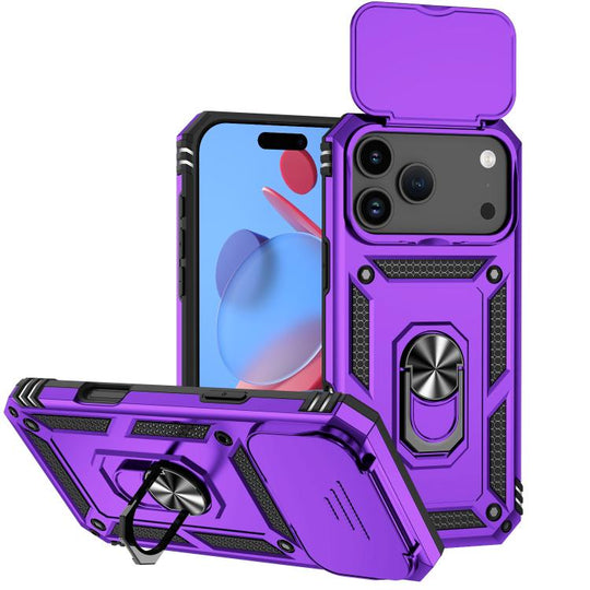 For iPhone 17 Pro Max Sliding Camshield Holder Phone Case(Purple)