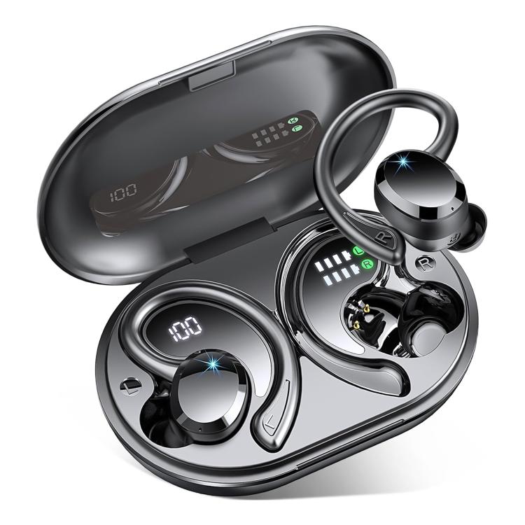 Q38 Ear-mounted LED Digital Display Wireless Bluetooth Earphone(Black) - Bluetooth Earphone by buy2fix | Online Shopping UK | buy2fix