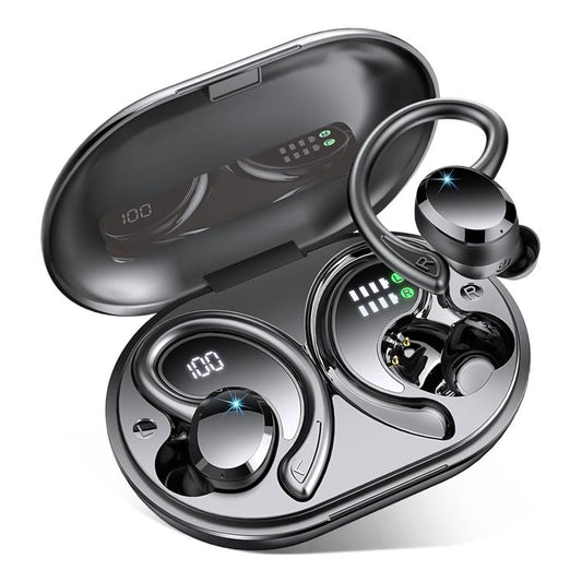 Q38 Ear-mounted LED Digital Display Wireless Bluetooth Earphone(Black) - Bluetooth Earphone by buy2fix | Online Shopping UK | buy2fix