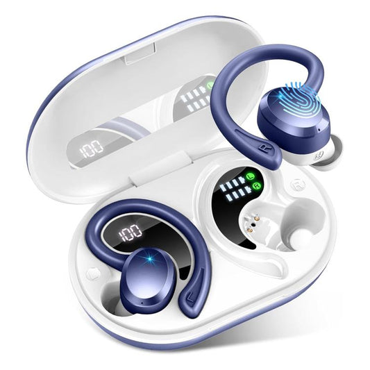 Q38 Ear-mounted LED Digital Display Wireless Bluetooth Earphone(Blue) - Bluetooth Earphone by buy2fix | Online Shopping UK | buy2fix