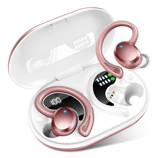 Q38 Ear-mounted LED Digital Display Wireless Bluetooth Earphone(Pink) - Bluetooth Earphone by buy2fix | Online Shopping UK | buy2fix
