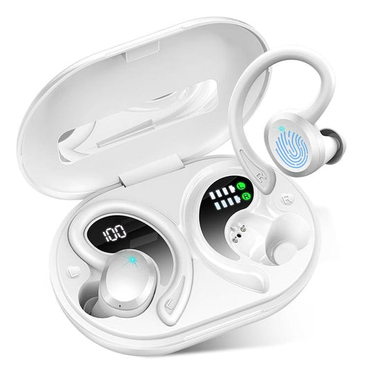 Q38 Ear-mounted LED Digital Display Wireless Bluetooth Earphone(White) - Bluetooth Earphone by buy2fix | Online Shopping UK | buy2fix