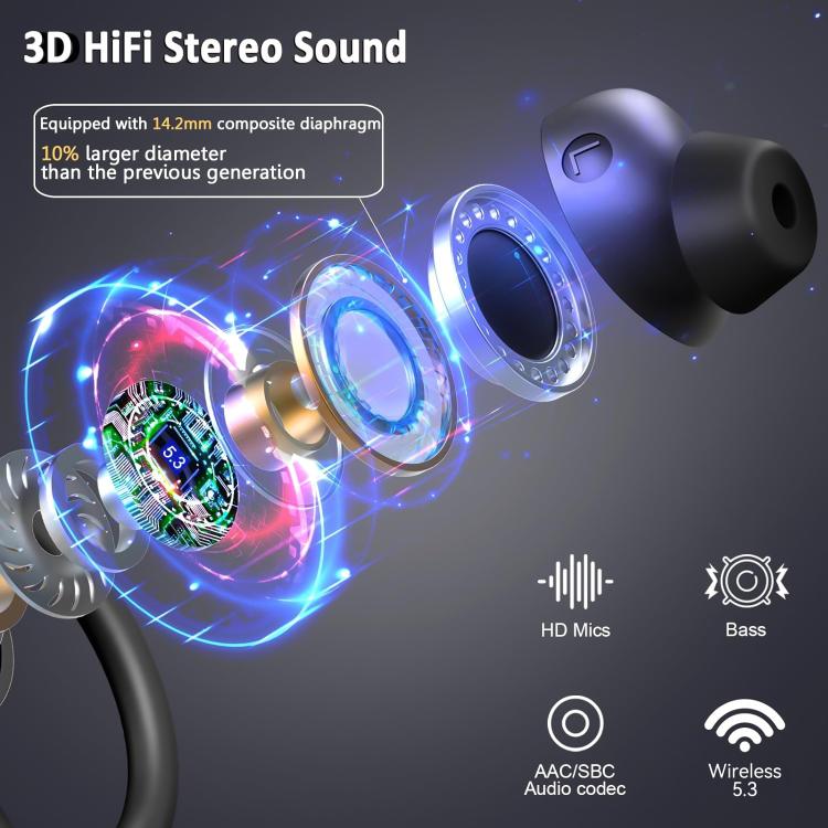 Q38 Ear-mounted LED Digital Display Wireless Bluetooth Earphone(Black) - Bluetooth Earphone by buy2fix | Online Shopping UK | buy2fix