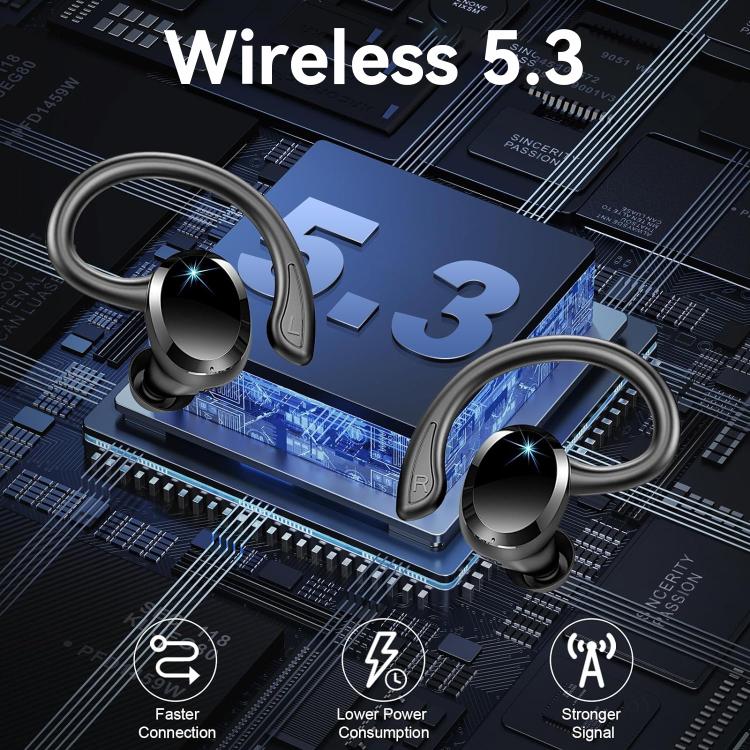 Q38 Ear-mounted LED Digital Display Wireless Bluetooth Earphone(Black) - Bluetooth Earphone by buy2fix | Online Shopping UK | buy2fix
