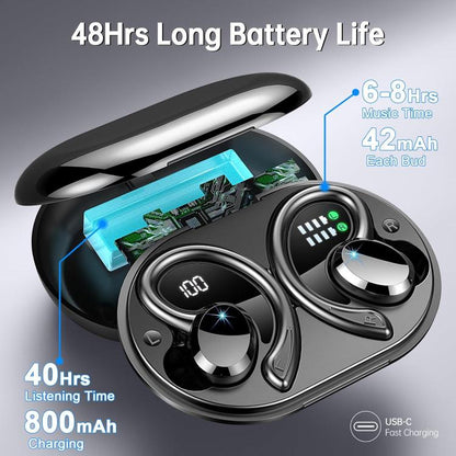 Q38 Ear-mounted LED Digital Display Wireless Bluetooth Earphone(Black) - Bluetooth Earphone by buy2fix | Online Shopping UK | buy2fix