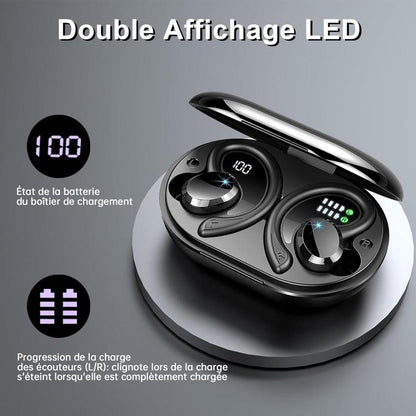 Q38 Ear-mounted LED Digital Display Wireless Bluetooth Earphone(Black) - Bluetooth Earphone by buy2fix | Online Shopping UK | buy2fix