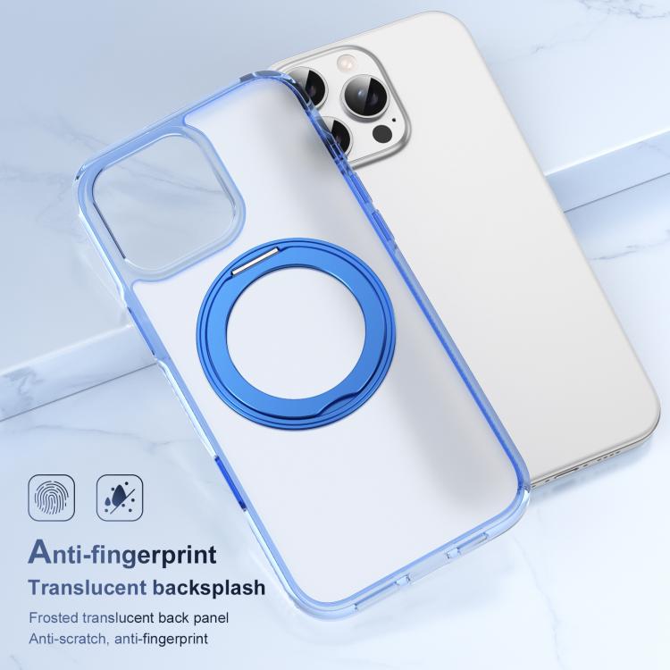For iPhone 16 Pro Max Translucent Frosted MagSafe Holder Phone Case with AI Button(Blue) - iPhone 16 Pro Max Cases by buy2fix | Online Shopping UK | buy2fix