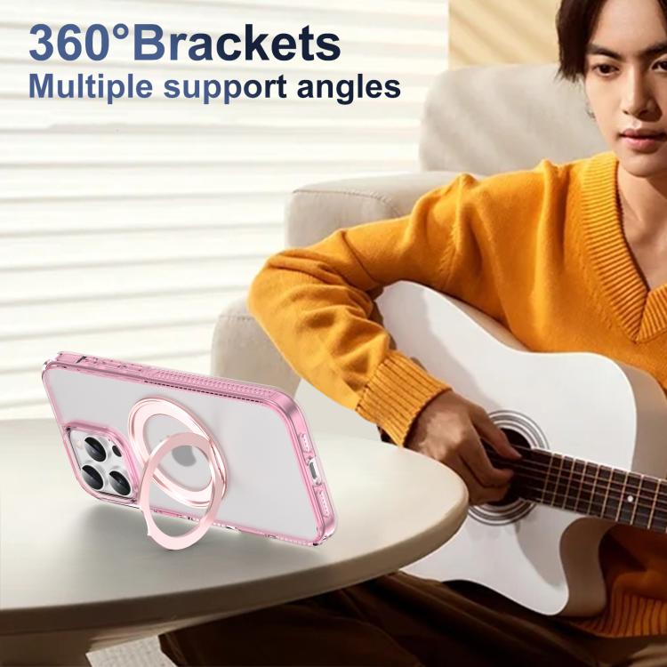 For iPhone 16 Pro Max Translucent Frosted MagSafe Holder Phone Case with AI Button(Pink) - iPhone 16 Pro Max Cases by buy2fix | Online Shopping UK | buy2fix