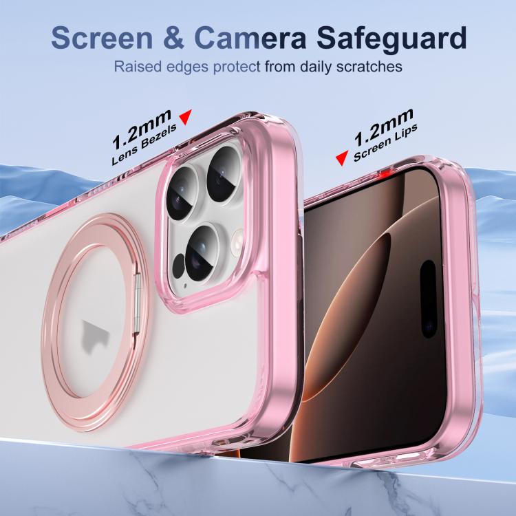 For iPhone 16 Pro Max Translucent Frosted MagSafe Holder Phone Case with AI Button(Pink) - iPhone 16 Pro Max Cases by buy2fix | Online Shopping UK | buy2fix