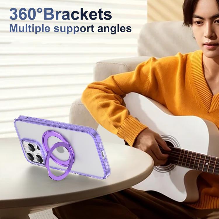 For iPhone 16 Pro Max Translucent Frosted MagSafe Holder Phone Case with AI Button(Purple) - iPhone 16 Pro Max Cases by buy2fix | Online Shopping UK | buy2fix