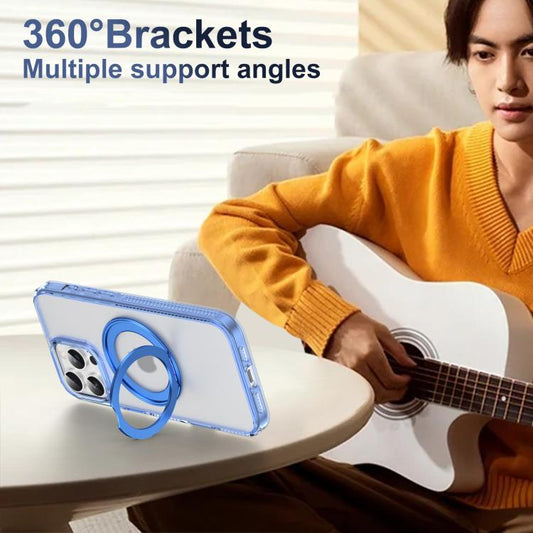 For iPhone 16 Pro Translucent Frosted MagSafe Holder Phone Case with AI Button(Blue) - iPhone 16 Pro Cases by buy2fix | Online Shopping UK | buy2fix