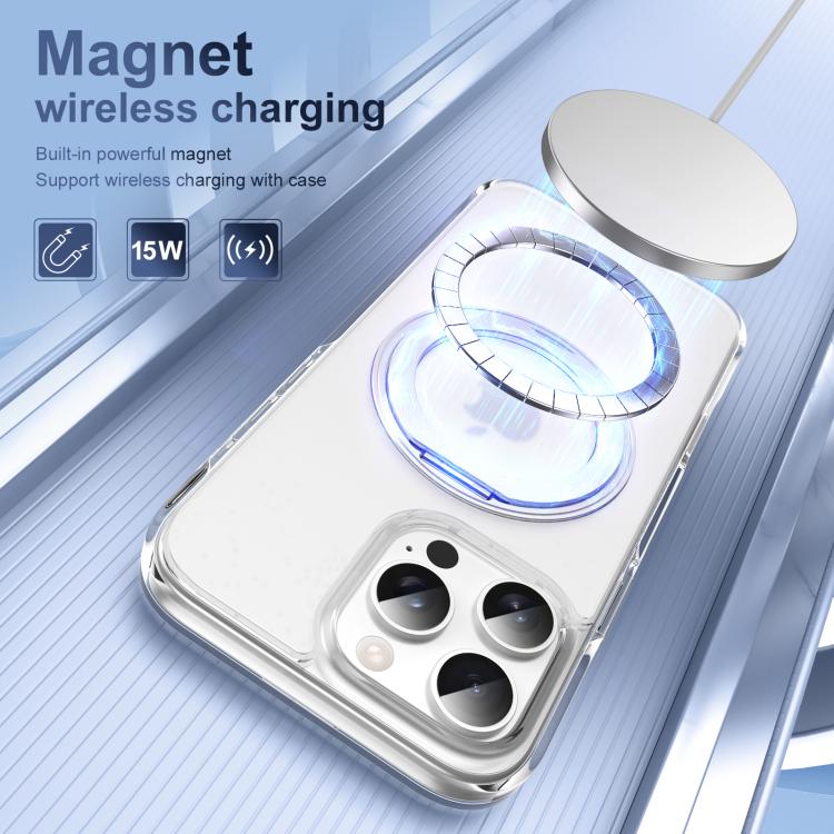 For iPhone 16 Pro Translucent Frosted MagSafe Holder Phone Case with AI Button(Transparent) - iPhone 16 Pro Cases by buy2fix | Online Shopping UK | buy2fix