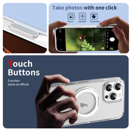 For iPhone 16 Pro Translucent Frosted MagSafe Holder Phone Case with AI Button(Transparent) - iPhone 16 Pro Cases by buy2fix | Online Shopping UK | buy2fix