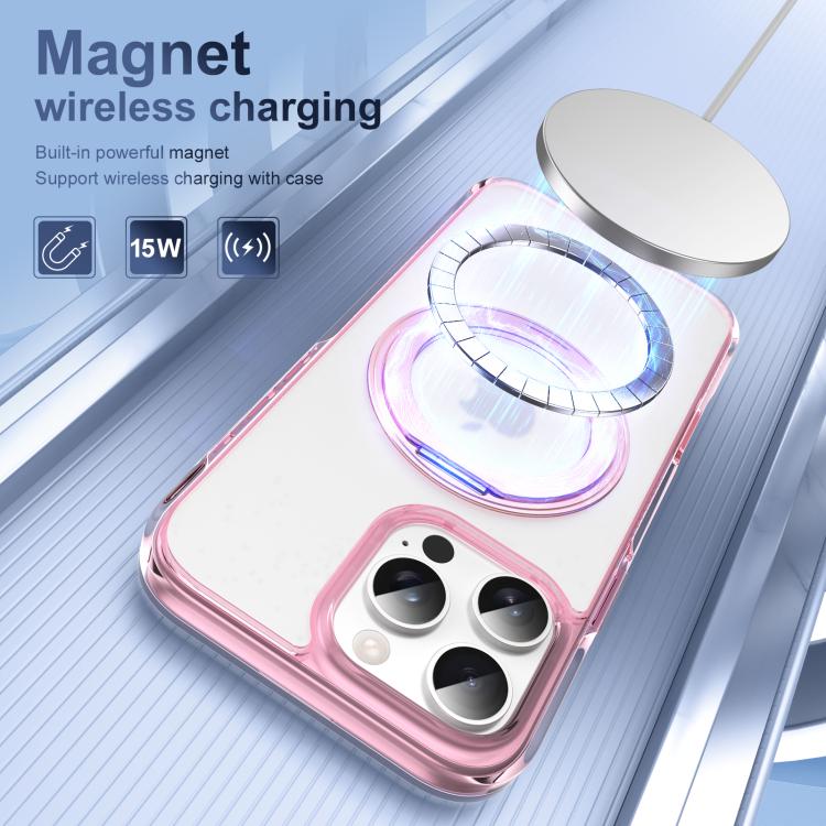 For iPhone 16 Pro Translucent Frosted MagSafe Holder Phone Case with AI Button(Pink) - iPhone 16 Pro Cases by buy2fix | Online Shopping UK | buy2fix