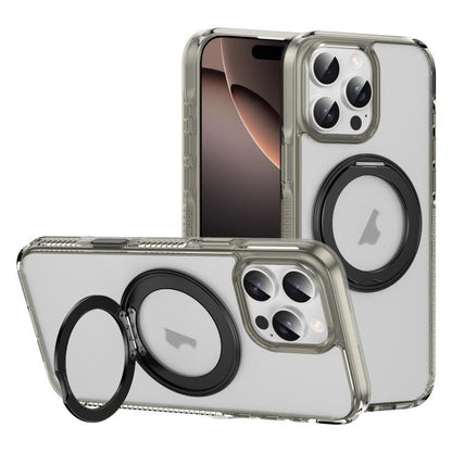 For iPhone 16 Pro Translucent Frosted MagSafe Holder Phone Case with AI Button(Grey) - iPhone 16 Pro Cases by buy2fix | Online Shopping UK | buy2fix