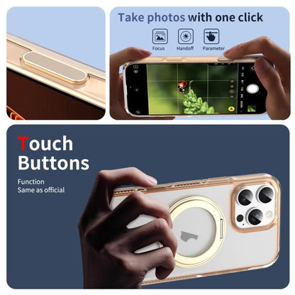 For iPhone 16 Pro Translucent Frosted MagSafe Holder Phone Case with AI Button(Gold) - iPhone 16 Pro Cases by buy2fix | Online Shopping UK | buy2fix