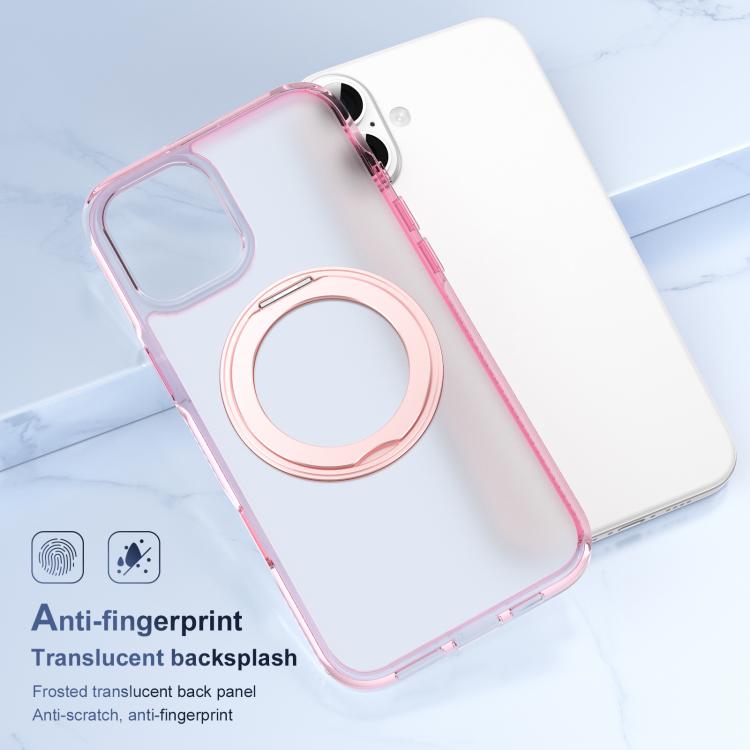 For iPhone 16 Translucent Frosted MagSafe Holder Phone Case with AI Button(Pink) - iPhone 16 Cases by buy2fix | Online Shopping UK | buy2fix