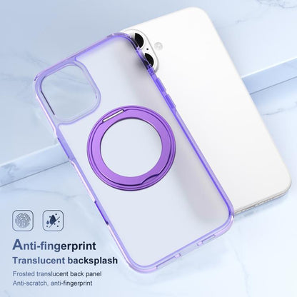 For iPhone 16 Translucent Frosted MagSafe Holder Phone Case with AI Button(Purple) - iPhone 16 Cases by buy2fix | Online Shopping UK | buy2fix