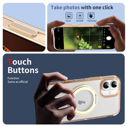 For iPhone 16 Translucent Frosted MagSafe Holder Phone Case with AI Button(Gold) - iPhone 16 Cases by buy2fix | Online Shopping UK | buy2fix