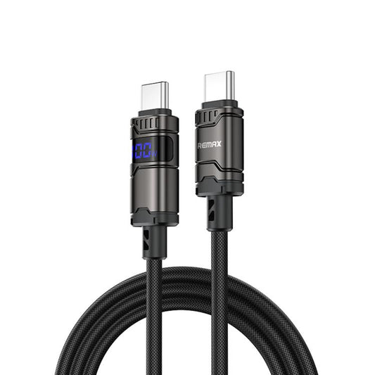 REMAX C01-CC 100W Type-C to Type-C Nylon Braided Data Cable, Length: 1.2m(Black) - USB-C & Type-C Cable by REMAX | Online Shopping UK | buy2fix