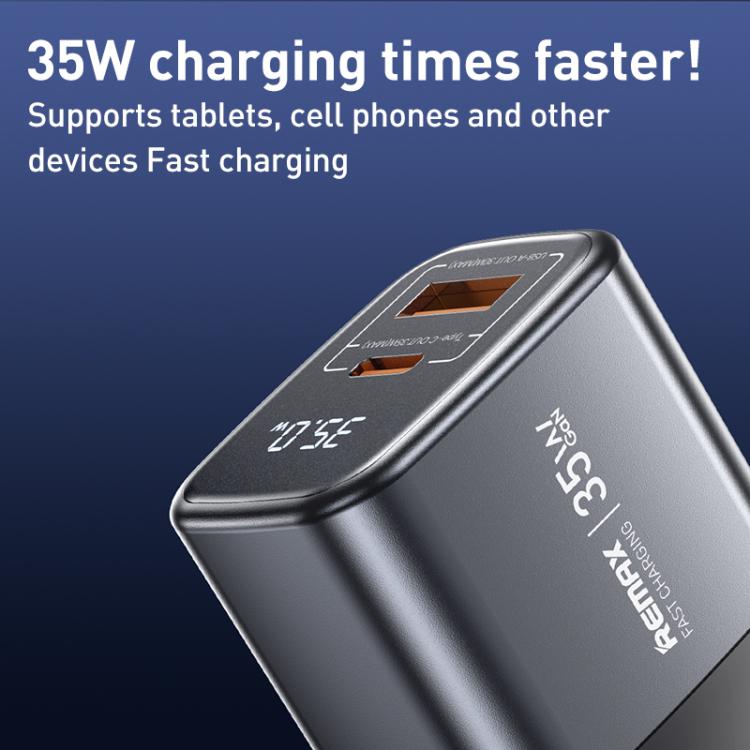 REMAX U2-AC 35W USB and Type-C GaN Digital Display Fast Charger, Specification:EU Plug - USB Charger by REMAX | Online Shopping UK | buy2fix