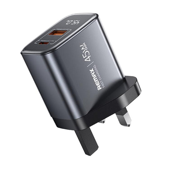 REMAX U2-AC 45W USB and Type-C GaN Digital Display Fast Charger, Specification:UK Plug