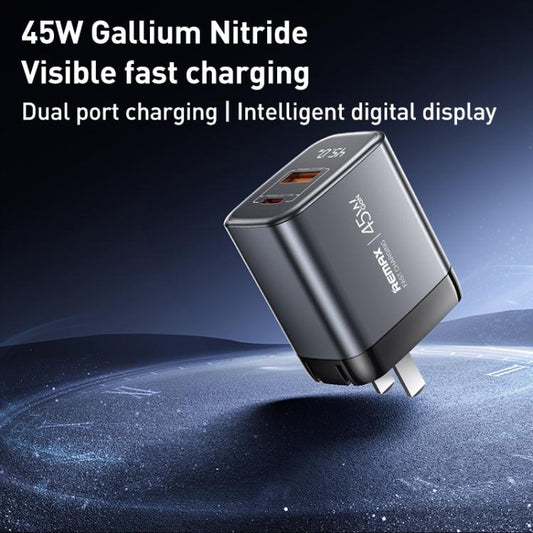 REMAX U2-AC 45W USB and Type-C GaN Digital Display Fast Charger, Specification:UK Plug - USB Charger by REMAX | Online Shopping UK | buy2fix