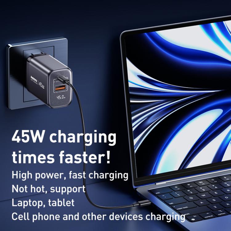 REMAX U2-AC 45W USB and Type-C GaN Digital Display Fast Charger, Specification:UK Plug - USB Charger by REMAX | Online Shopping UK | buy2fix