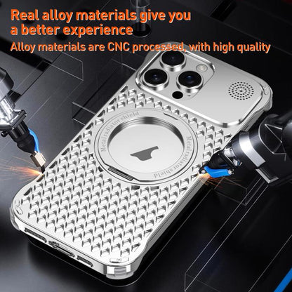 For iPhone 14 Pro Max R-JUST RJ-64 Aromatherapy Heat Dissipation MagSafe Phone Case with Stand(Grey) - iPhone 14 Pro Max Cases by R-JUST | Online Shopping UK | buy2fix