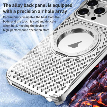 For iPhone 14 Pro Max R-JUST RJ-64 Aromatherapy Heat Dissipation MagSafe Phone Case with Stand(Silver) - iPhone 14 Pro Max Cases by R-JUST | Online Shopping UK | buy2fix