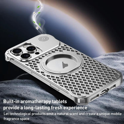 For iPhone 14 Pro Max R-JUST RJ-64 Aromatherapy Heat Dissipation MagSafe Phone Case with Stand(Black) - iPhone 14 Pro Max Cases by R-JUST | Online Shopping UK | buy2fix