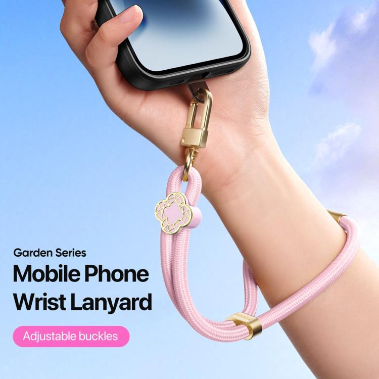 DUX DUCIS Garden Series Begonia Pattern Adjustable Short Phone Lanyard(Light Pink) - Lanyards & Wrist Straps by DUX DUCIS | Online Shopping UK | buy2fix