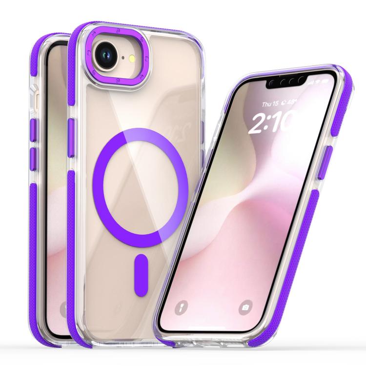 For iPhone 16e Dual-Color Clear Acrylic Hybrid TPU MagSafe Phone Case(Purple) - iPhone 16e Cases by buy2fix | Online Shopping UK | buy2fix