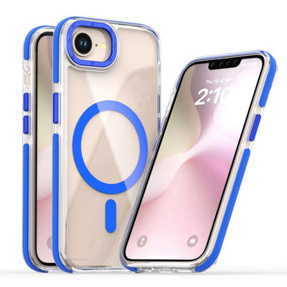 For iPhone 16e Dual-Color Clear Acrylic Hybrid TPU MagSafe Phone Case(Blue) - iPhone 16e Cases by buy2fix | Online Shopping UK | buy2fix