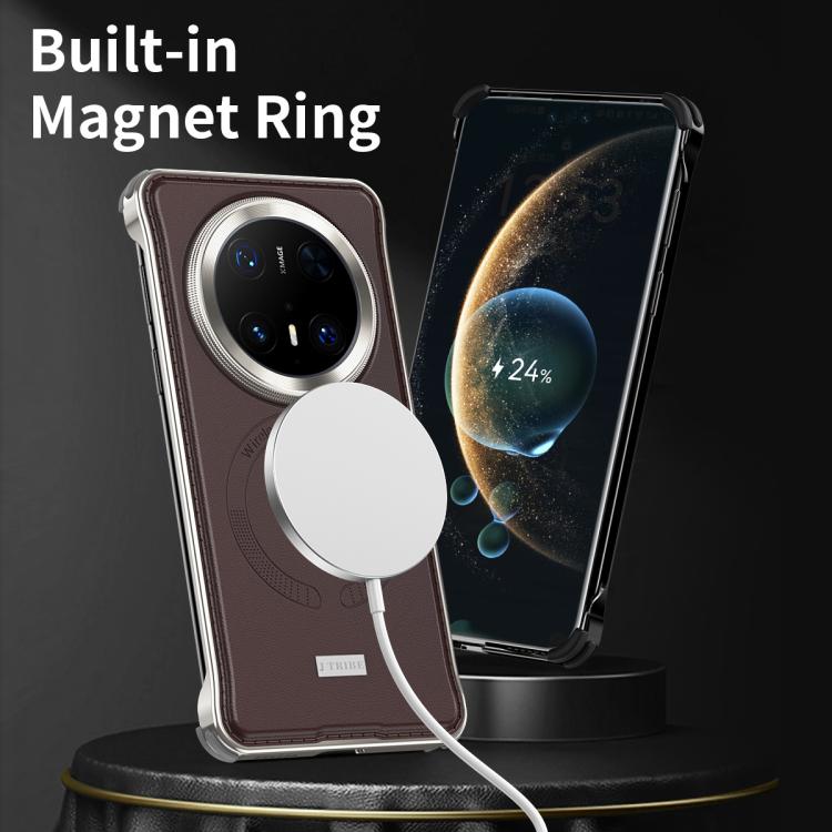 For Huawei Mate 70 Metal Frameless MagSafe Leather Phone Case(Brown) - Huawei Cases by buy2fix | Online Shopping UK | buy2fix