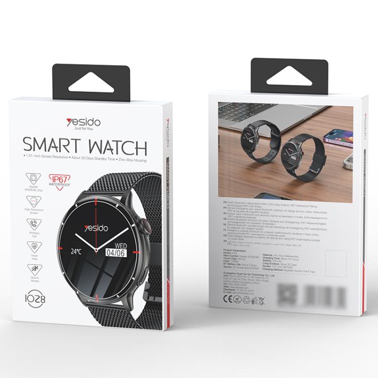 Yesido IO28 Smart Watch, 1.51 inch Screen, Support BT Call / Heart Rate(Black) - Smart Watches by Yesido | Online Shopping UK | buy2fix