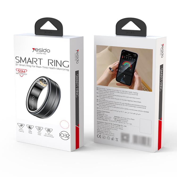 Yesido IO32 Health Monitor Smart Ring, Support Body Temperature / Heart Rate / Blood Pressure / Female Physiological Reminder, Size:57mm Inner Circumference(Black) - Smart Rings / Smart Telephones by Yesido | Online Shopping UK | buy2fix