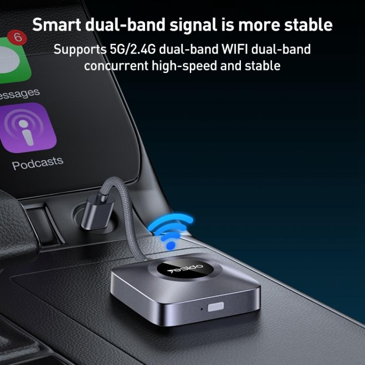 Yesido KM23 Wireless CarPlay with USB to Type-C Adapter(Grey) - Bluetooth Adapters by Yesido | Online Shopping UK | buy2fix