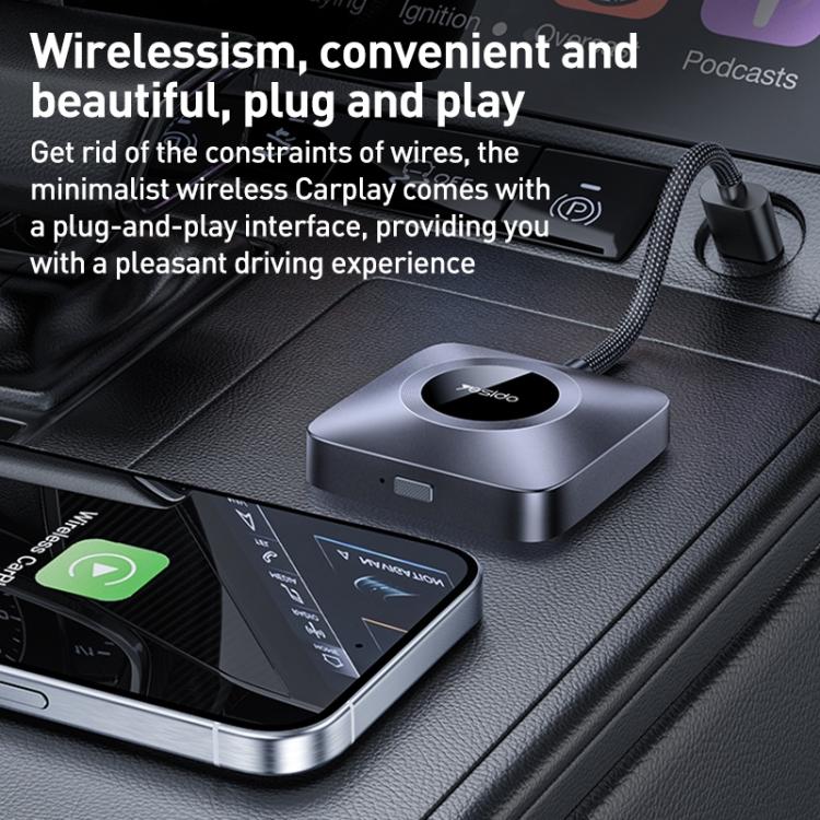 Yesido KM23 Wireless CarPlay with USB to Type-C Adapter(Grey) - Bluetooth Adapters by Yesido | Online Shopping UK | buy2fix