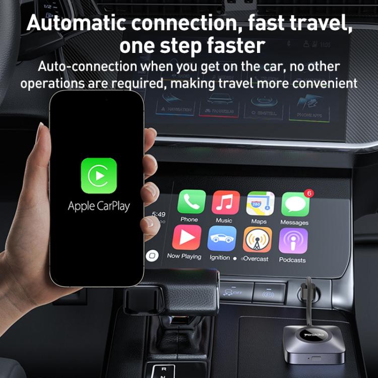 Yesido KM23 Wireless CarPlay with USB to Type-C Adapter(Grey) - Bluetooth Adapters by Yesido | Online Shopping UK | buy2fix
