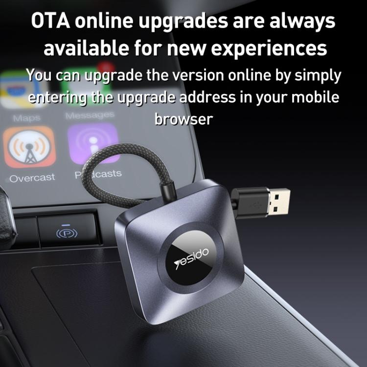 Yesido KM23 Wireless CarPlay with USB to Type-C Adapter(Grey) - Bluetooth Adapters by Yesido | Online Shopping UK | buy2fix