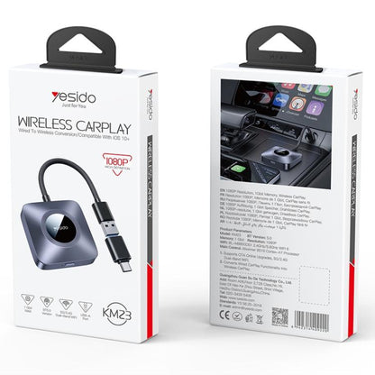 Yesido KM23 Wireless CarPlay with USB to Type-C Adapter(Grey) - Bluetooth Adapters by Yesido | Online Shopping UK | buy2fix