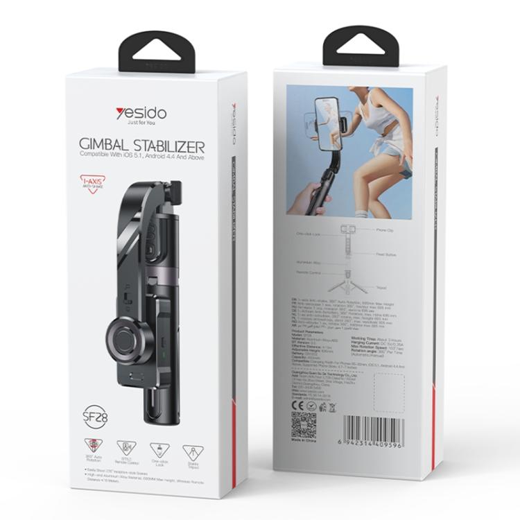 Yesido SF28 Smart Anti-shake Gimbal Stabilizer(Black) - Handheld Gimbals by Yesido | Online Shopping UK | buy2fix
